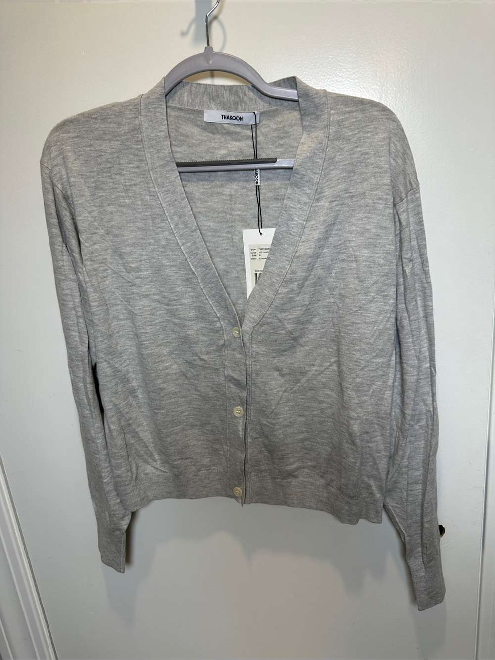 Thakoon Heather Gray V-Neck Button Cardigan (16)